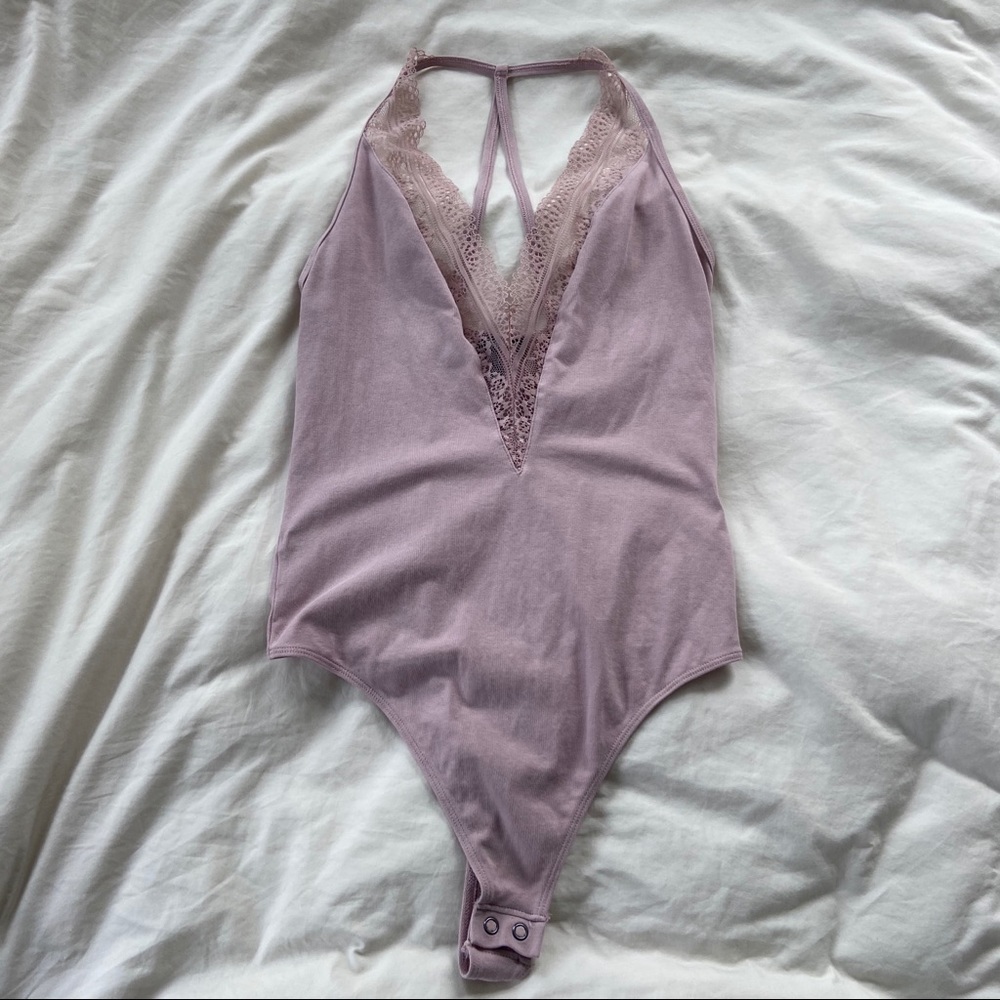 Express Lace Trim Tank Bodysuit Thong - Picture 2 of 7